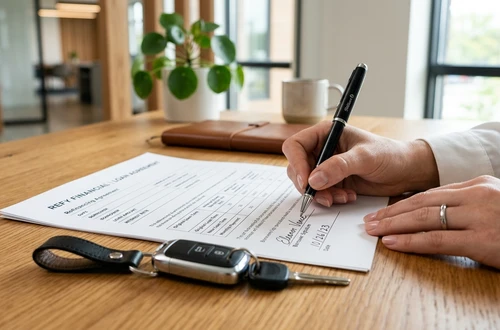 Happy borrower receiving car keys
